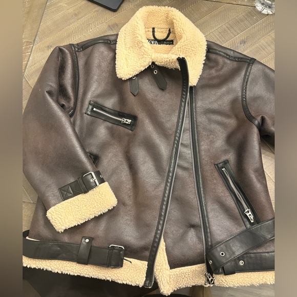 Zara aviator leather jacket - Picture 3 of 4